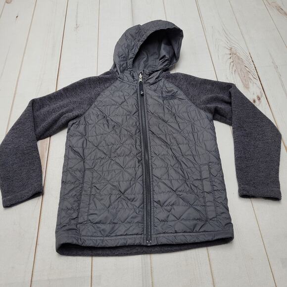 The North Face gray quilted puffer sweater jacket full zip - Picture 1 of 6